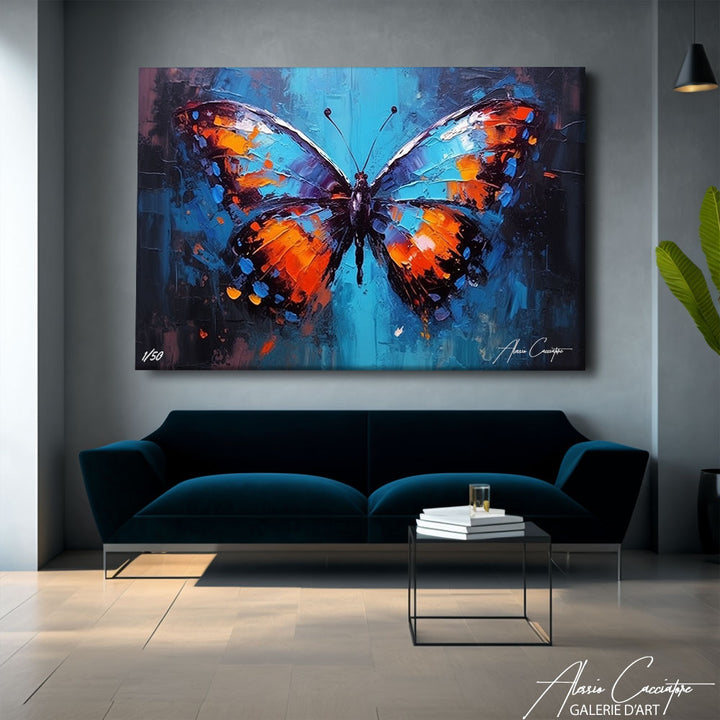 tableau papillon bleu