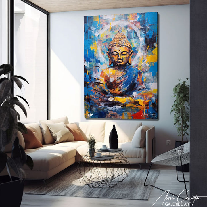 toile aquarelle bouddha