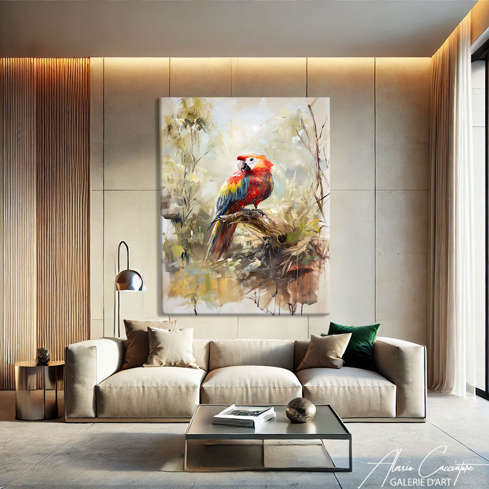 Peinture Perroquet Gris