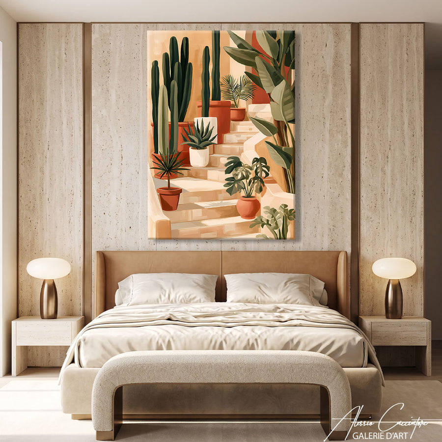 Toile Abstrait Beige Terracotta – mise en situation