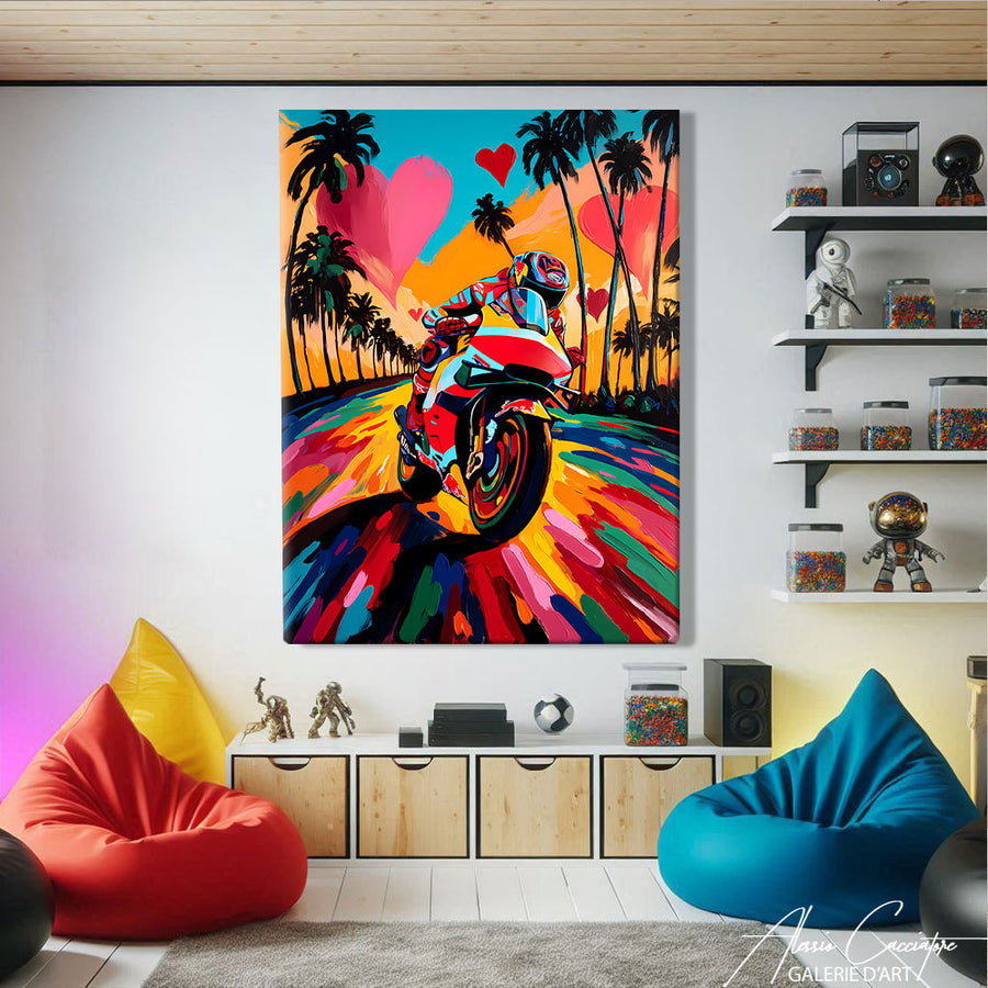 Tableau Pop Art Moto – mise en situation