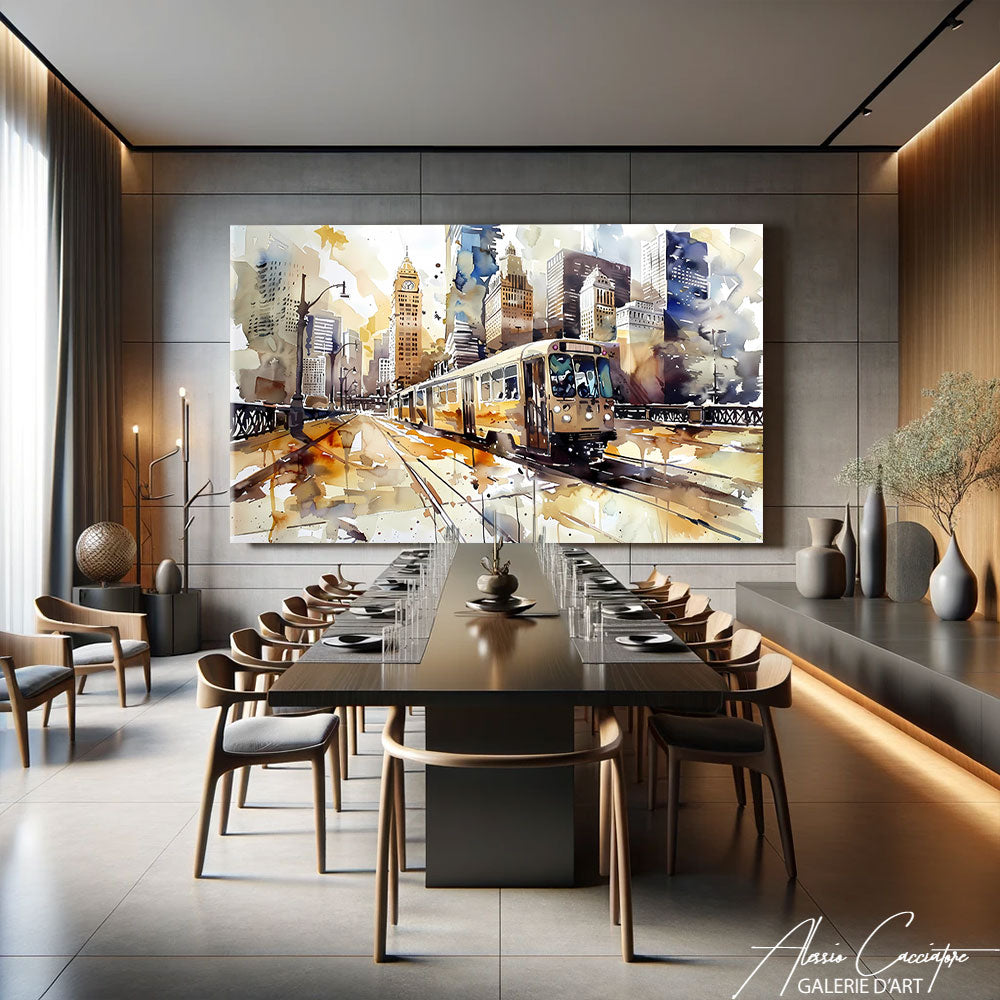 Tableau Ville Abstrait