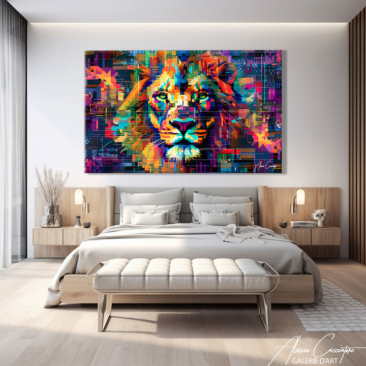 peinture lion coloré