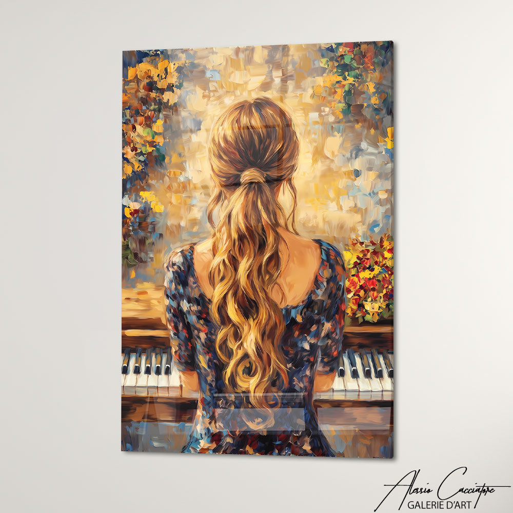 Art Mural Femme Au Piano Peinture