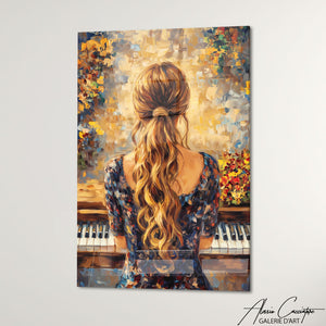 Art Mural Femme Au Piano Peinture