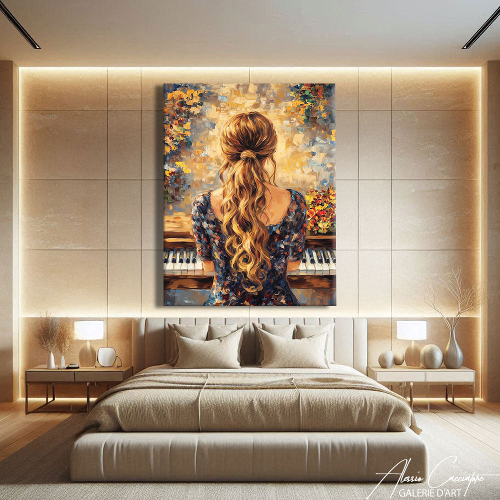 Toile Femme Au Piano Peinture