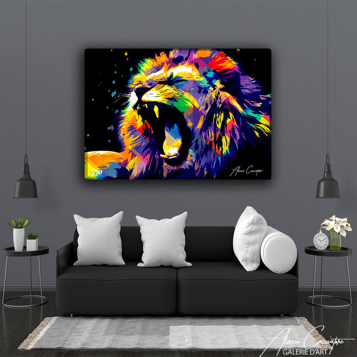 peinture lion pop art