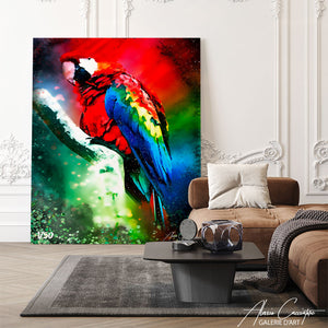 poster perroquet sur branche