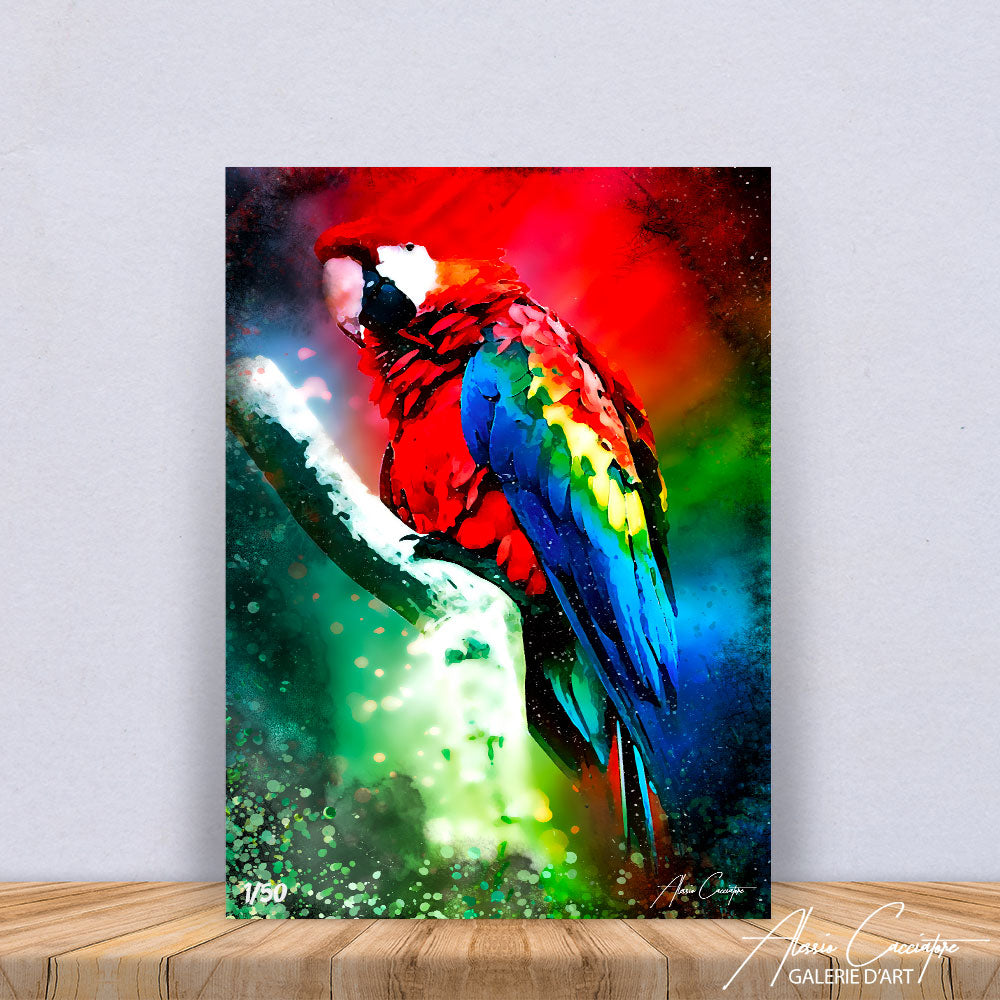 peinture perroquet sur branche