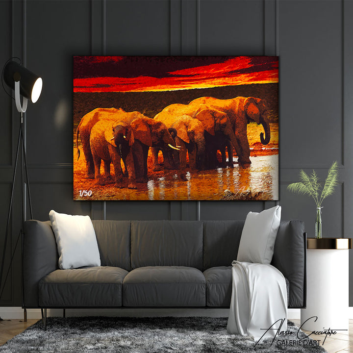 peinture éléphant savane