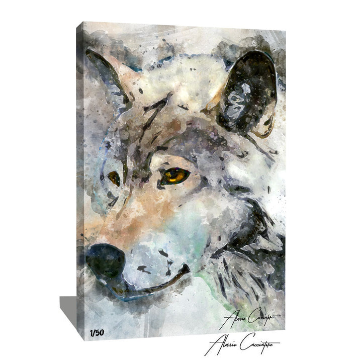 tableau loup gris