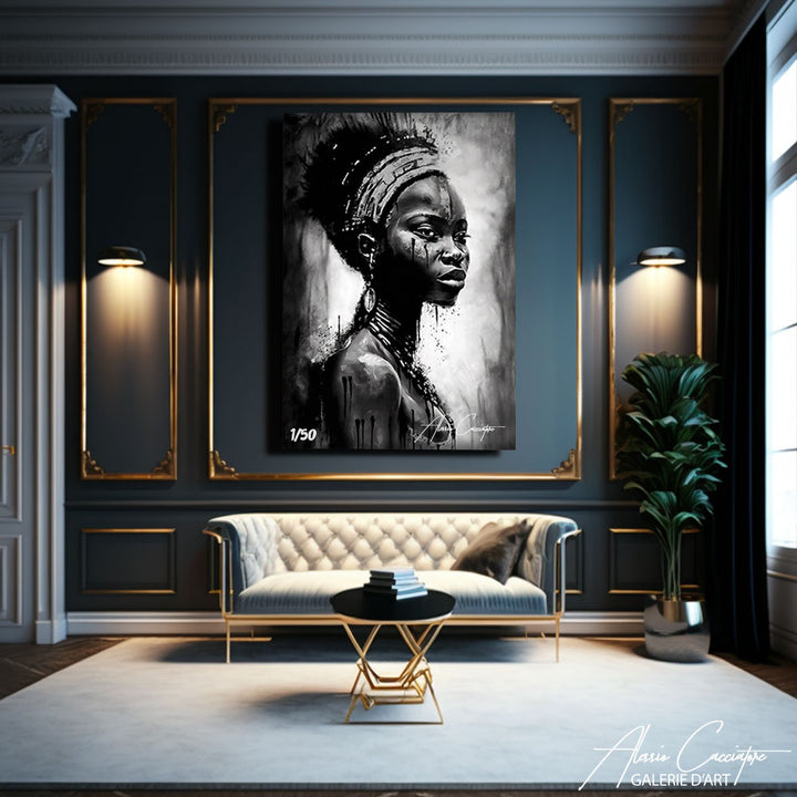tableau africain noir et blanc