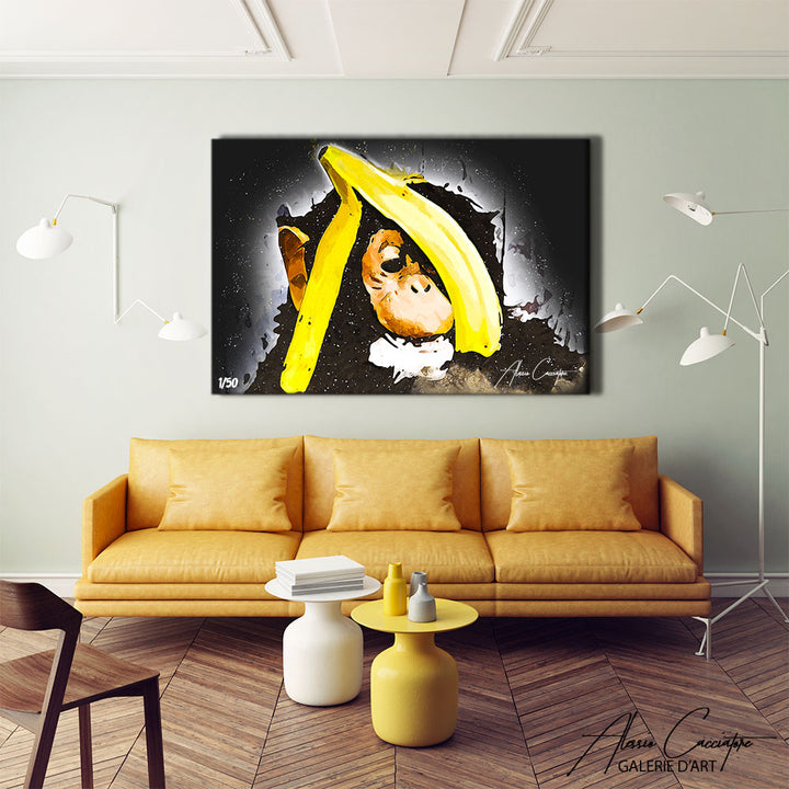 peinture singe avec banane