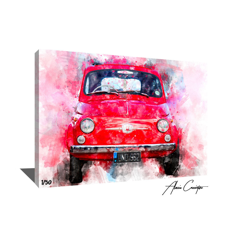 Portefeuille Fiat 500 Rouge En Cuir - 19x9cm - Quelques Traces D'usure - Occasion