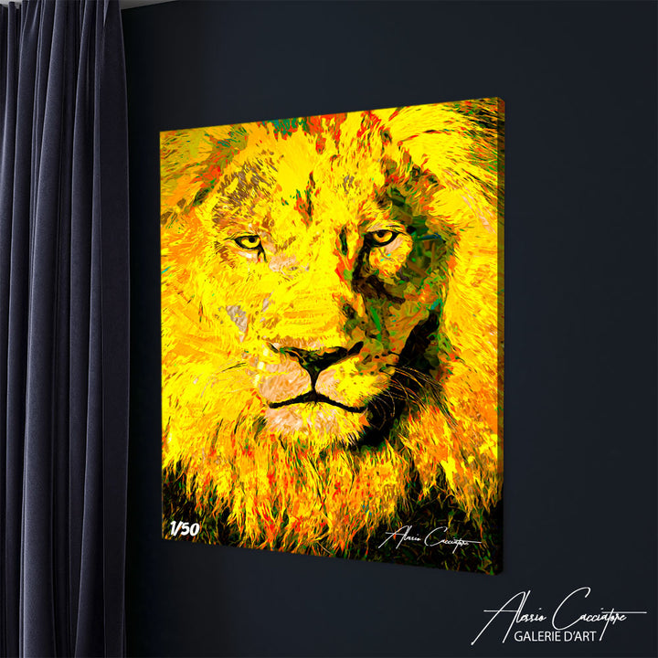 tableau lion couleur