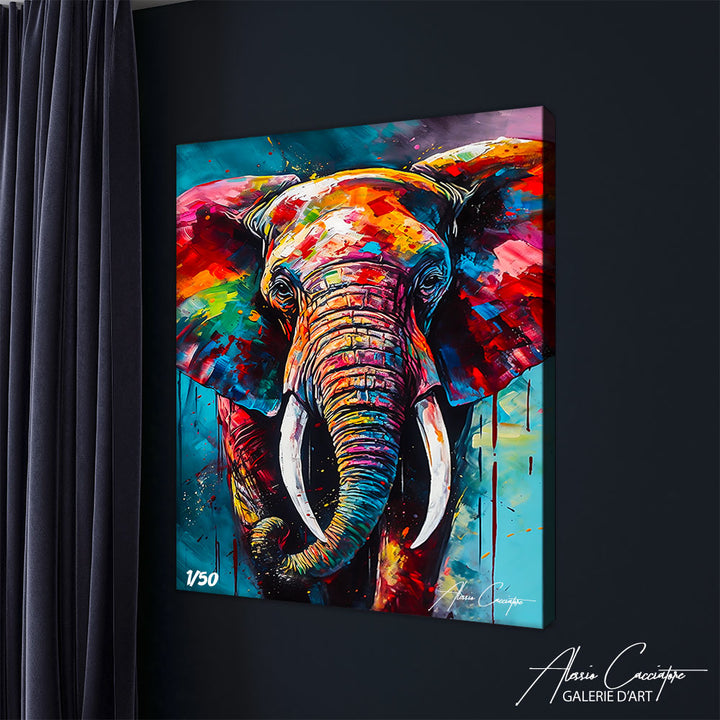 tableau éléphant coloré