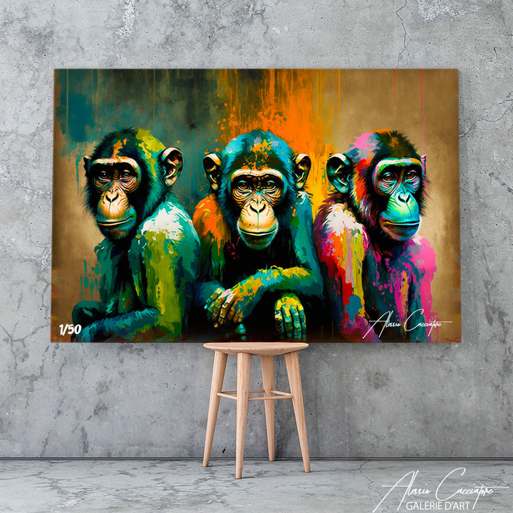 peinture 3 singes