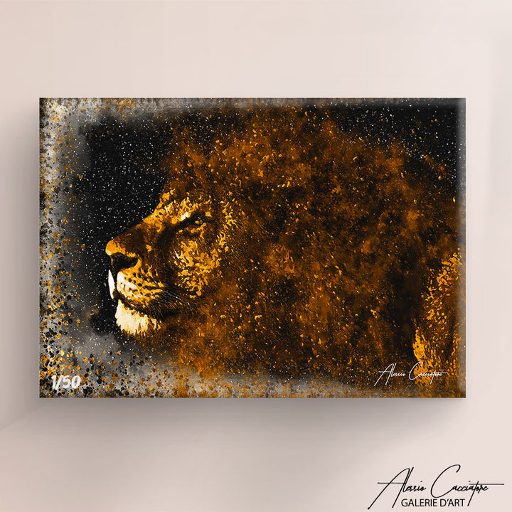 peinture lion abstrait 