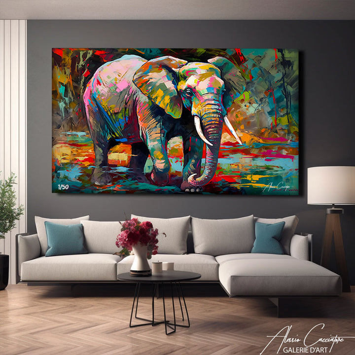 tableau éléphant moderne