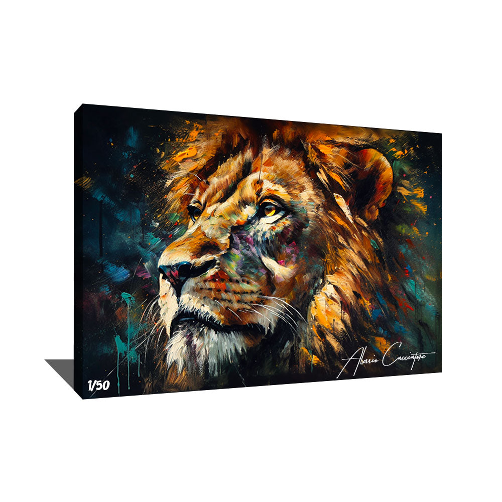Tableau tête de lion majestueux noir et blanc
