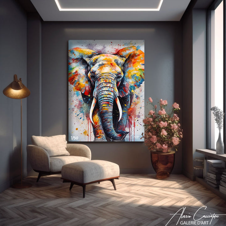 peinture éléphant abstrait
