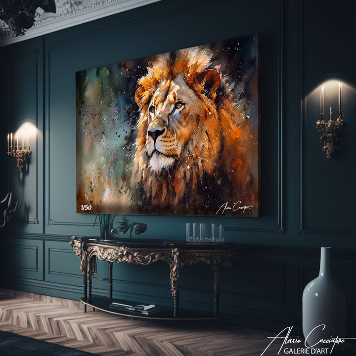 tableau lion moderne