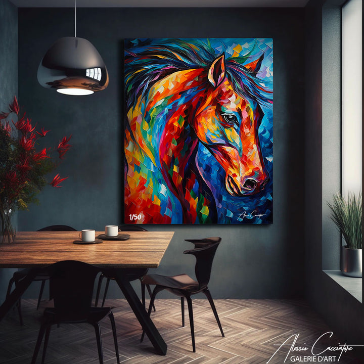 tableau cheval acrylique