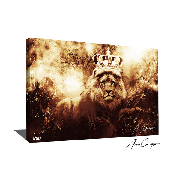 tableau lion couronne