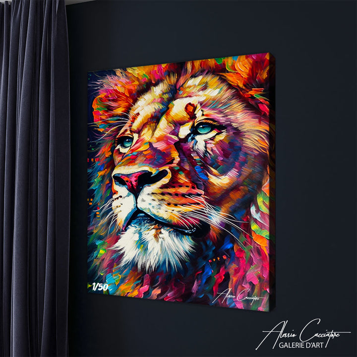 tableau lion couleur