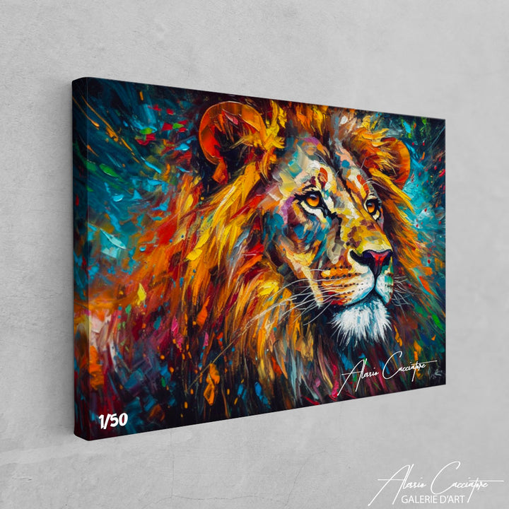 tableau lion peinture