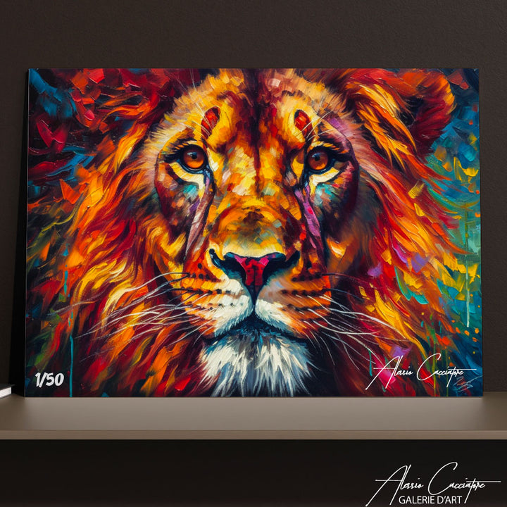 tableau lion artiste