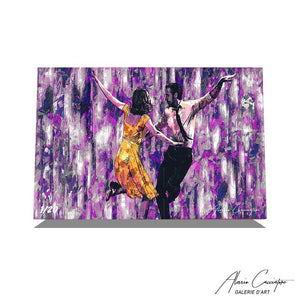 Tableau Lalaland pas cher lovely scene avec ryan gosling et Emma stone par l'artiste alessio cacciatore. 