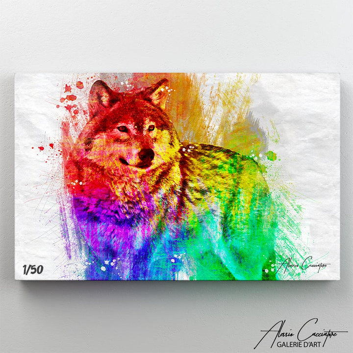 poster loup multicolore
