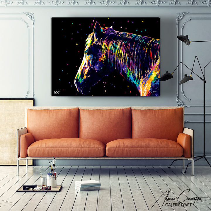 peinture cheval multicolore