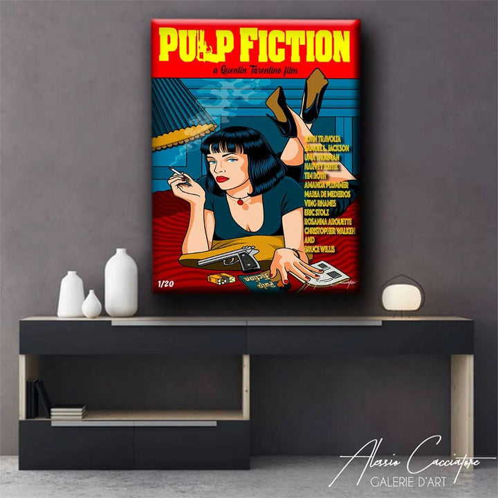 Tableau Pulp Fiction par l'artiste Alessio Cacciatore, Affiche Pulp Fiction avec Mia Wallace Uma thurman pulp fiction affiche pop art affiche modifié pulp ficiton