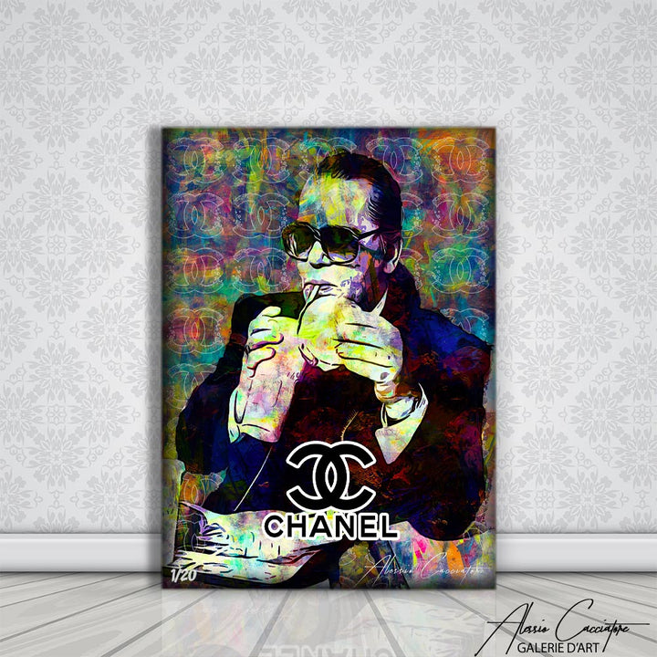 Tableau Chanel | Tableau Karl Lagerfeld pop art par l'artiste Alessio Cacciatore | Chanel Art | Chanel pop art | Karl Lagerfeld Art decoratif pour decoration de maison